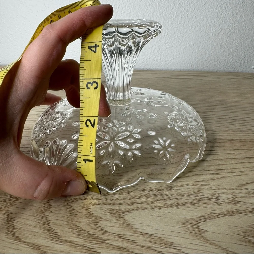 Mikasa Snowflakes Trinket Dish Cake Stand Candle Holder 4.5”‎ Tall 6.5” Wide
